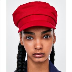Red Zara Newsboy hat
